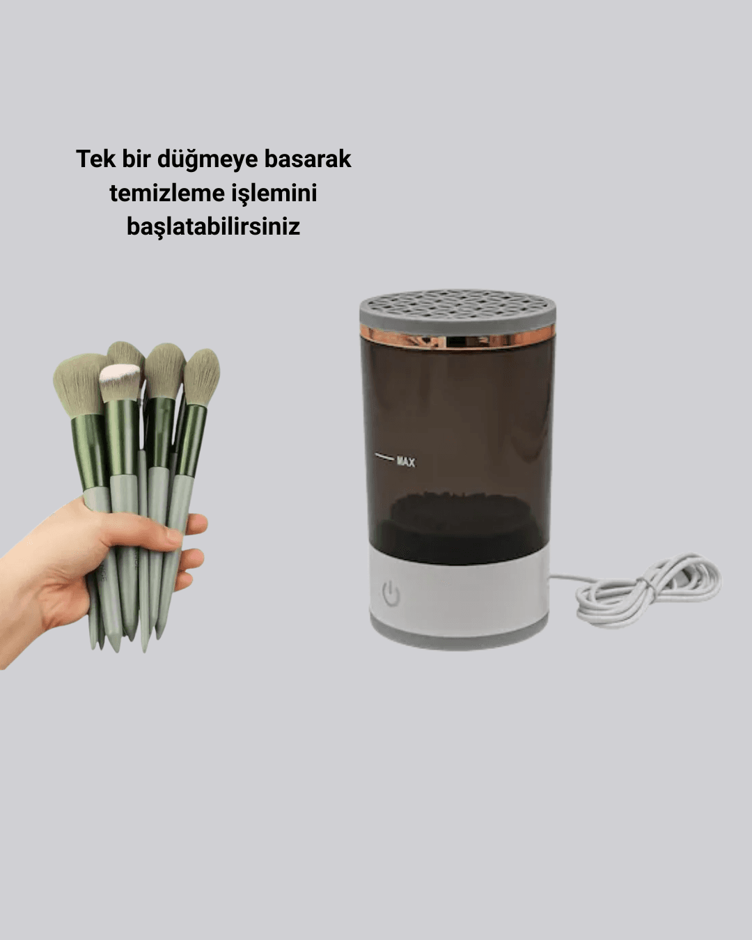 Profesyonel 13’lü Makyaj Fırçası + USB Fırça Temizleyici İkili Set