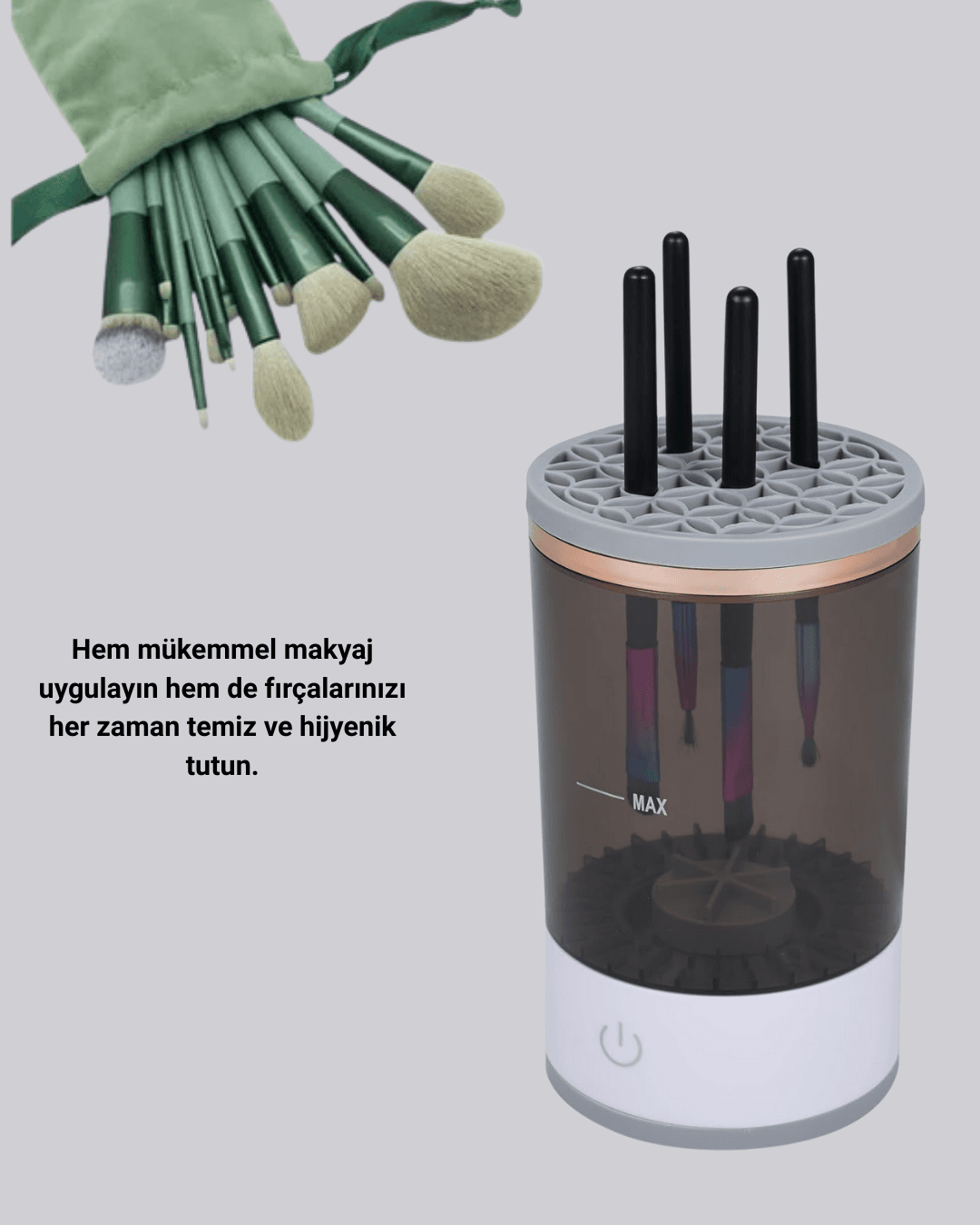 Profesyonel 13’lü Makyaj Fırçası + USB Fırça Temizleyici İkili Set