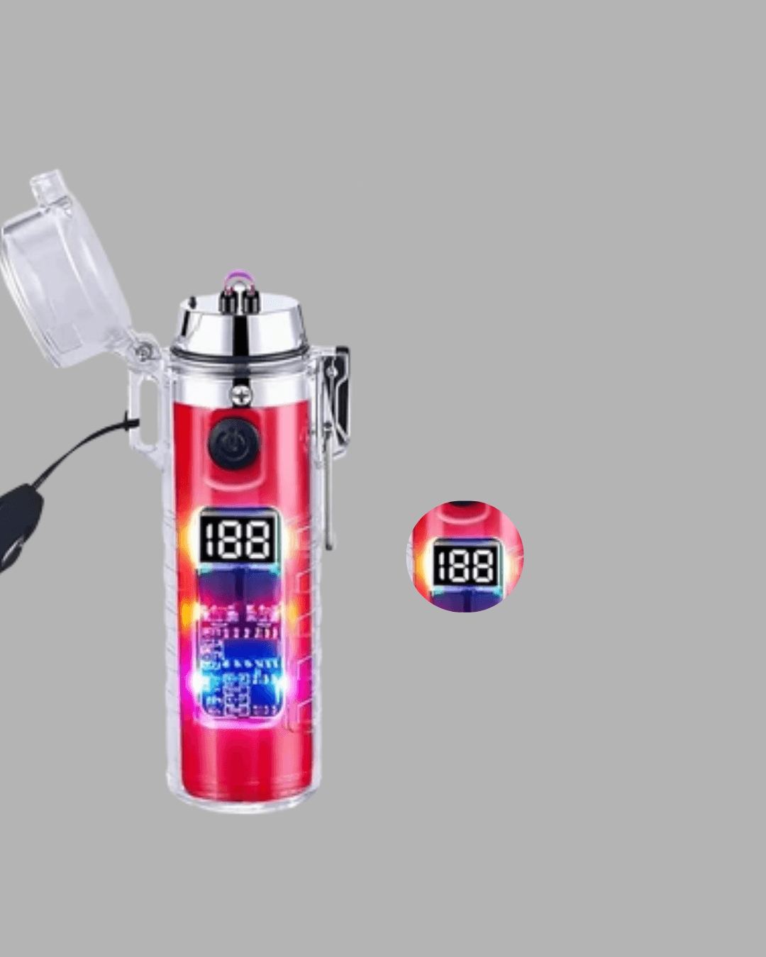 Güç Göstergeli Şarjlı Fenerli USB Elektrikli Çakmak