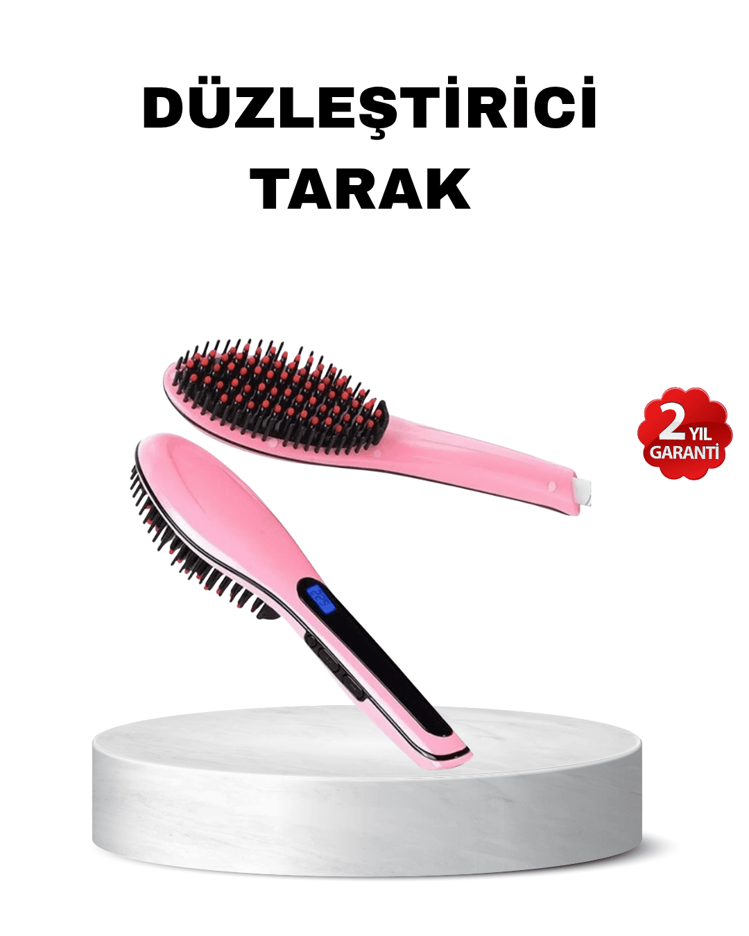 Dijital Ekranlı Seramik Saç Düzleştirici Tarak – 5 Kademeli Isı Ayarı, İyon Kontrollü