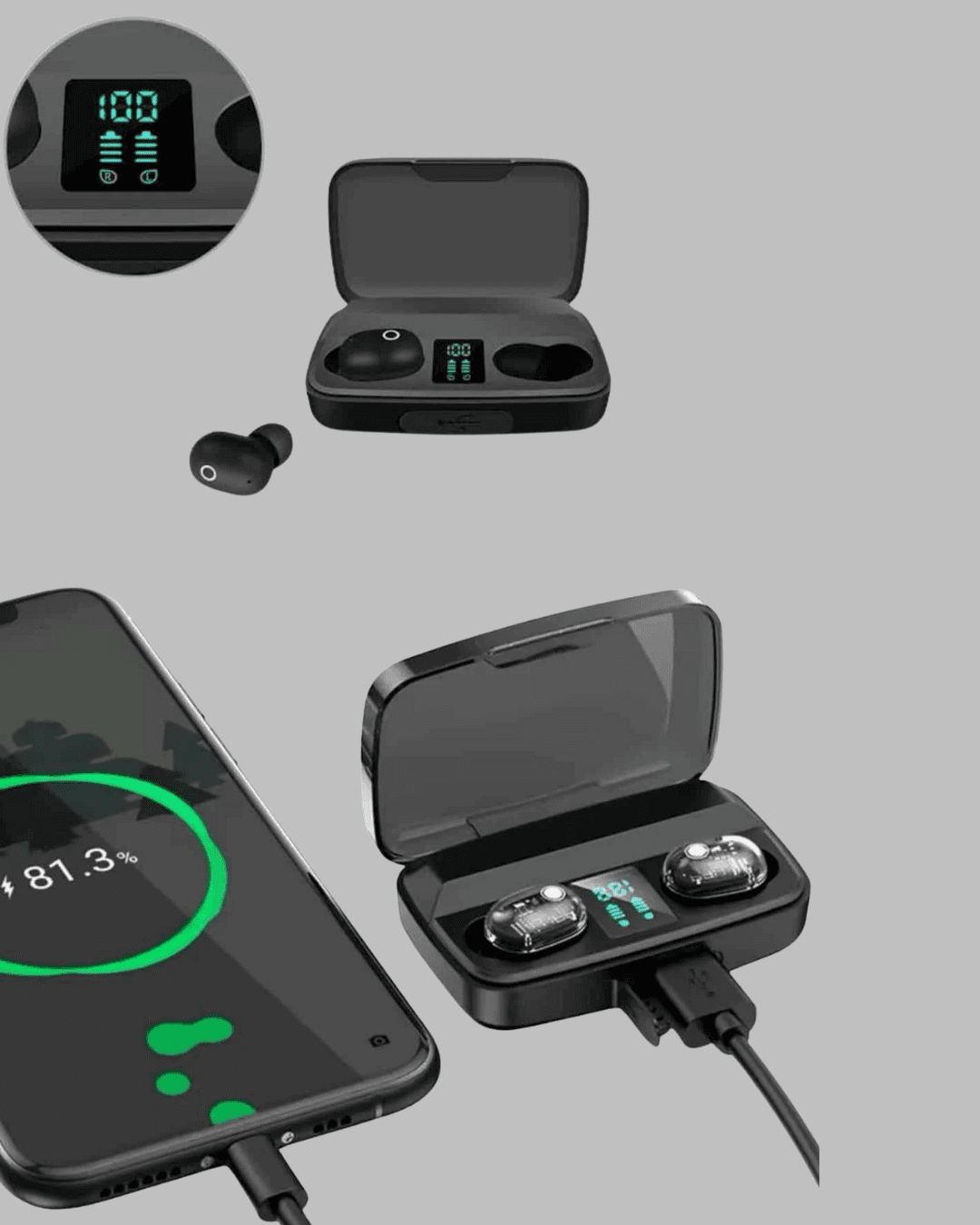 Dokunmatik Kontrollü ABS Malzemeli Bluetooth Kulaklık + Yüksek Kapasiteli Kutu