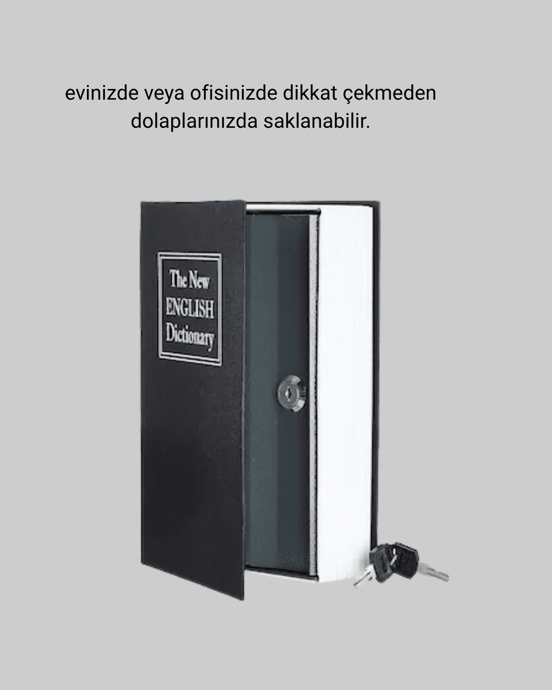 Sözlük Görünümlü Gizli Kitap Kasa – Anahtarlı Metal İç Kasa, Kompakt Boyut, Şık ve Güvenli Tasarım