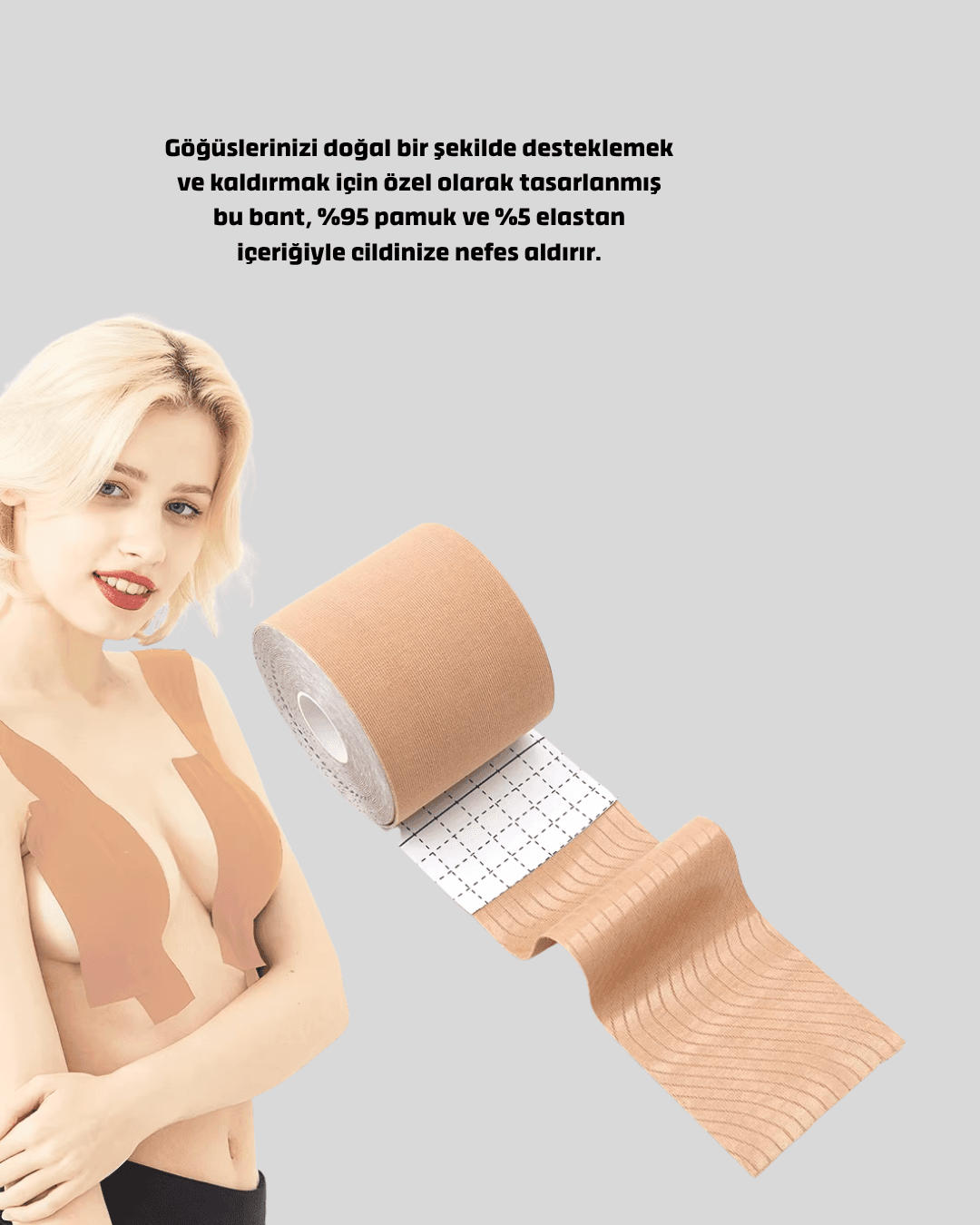 Görünmez Destekleyici Göğüs Bandı – Askısız ve Sırtı Açık Kıyafetler İçin