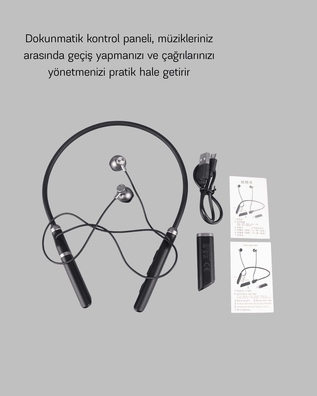Aktif Gürültü Önlemeli Bluetooth Kulaklık – Dokunmatik Kontrol, Dahili Mikrofon, Yüksek Ses Kalitesi