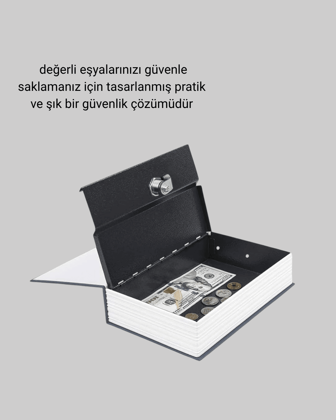 Sözlük Görünümlü Gizli Kitap Kasa – Anahtarlı Metal İç Kasa, Kompakt Boyut, Şık ve Güvenli Tasarım