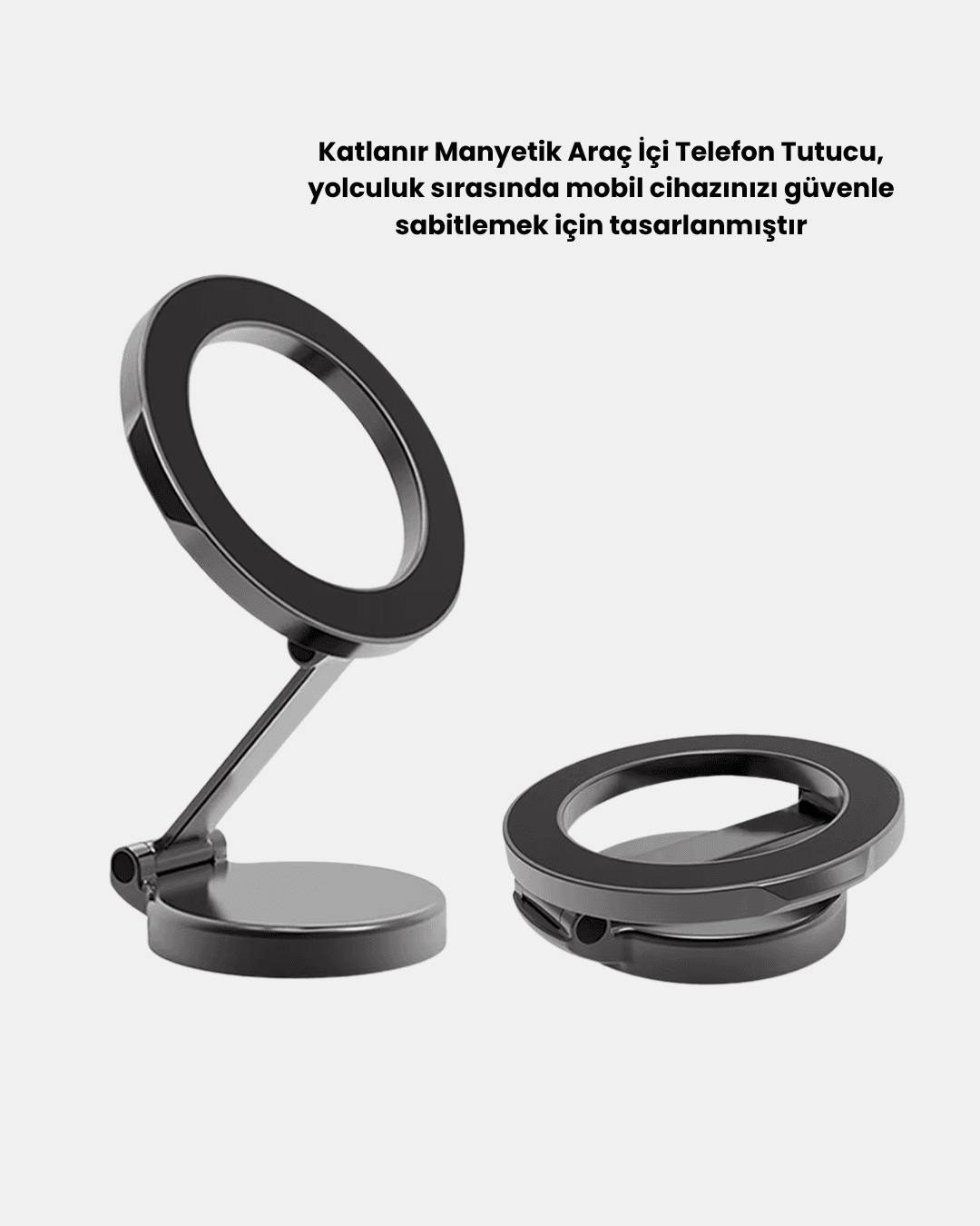 Katlanır Manyetik Araç İçi Telefon Tutucu – 360° Dönebilen, MagSafe Uyumlu, Güçlü Mıknatıslı Tasarım