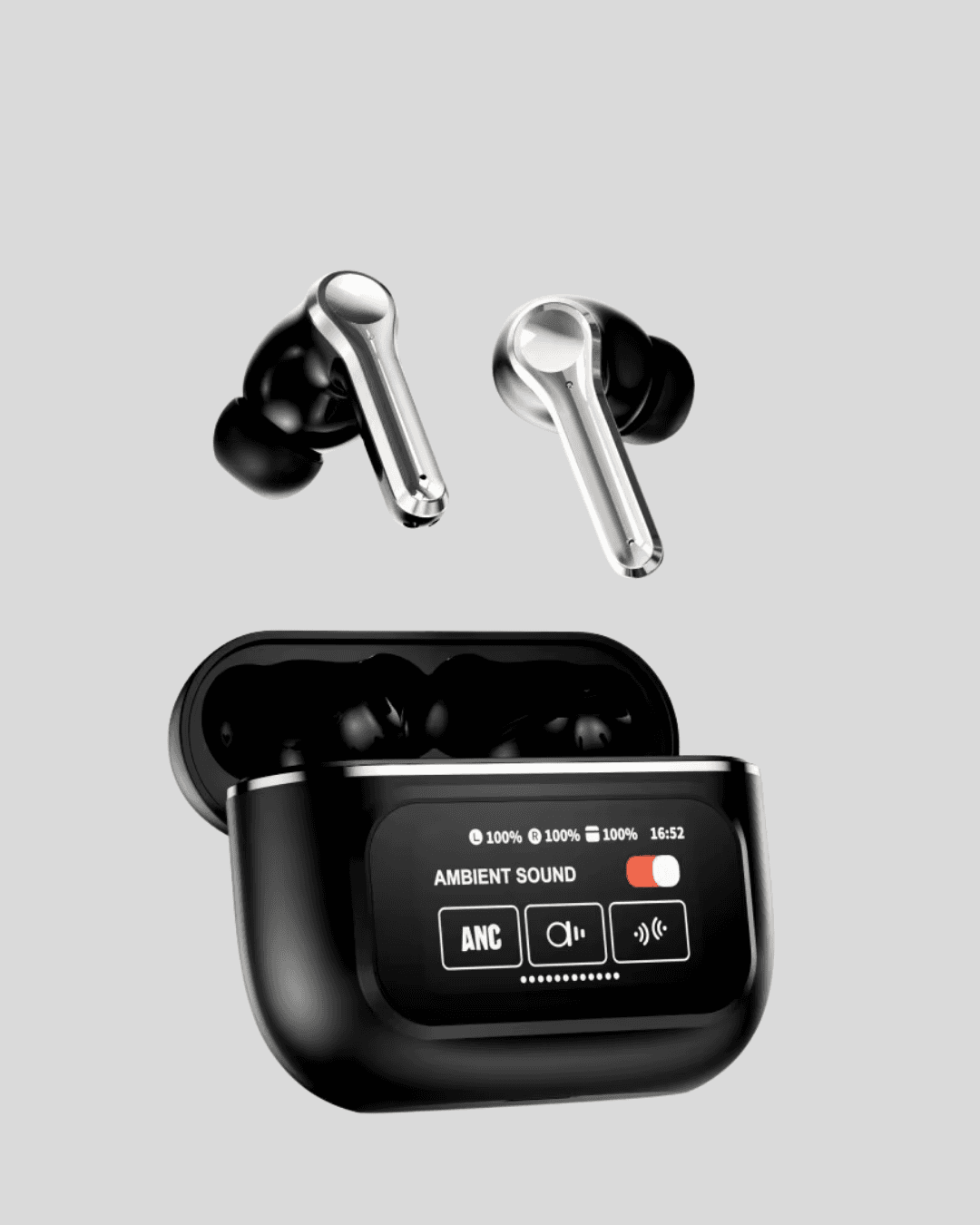 Aktif Gürültü Engelleme (ANC) Kablosuz Bluetooth Kulaklık – Dijital Ekranlı, Dokunmatik ve Uzun Pil Ömürlü