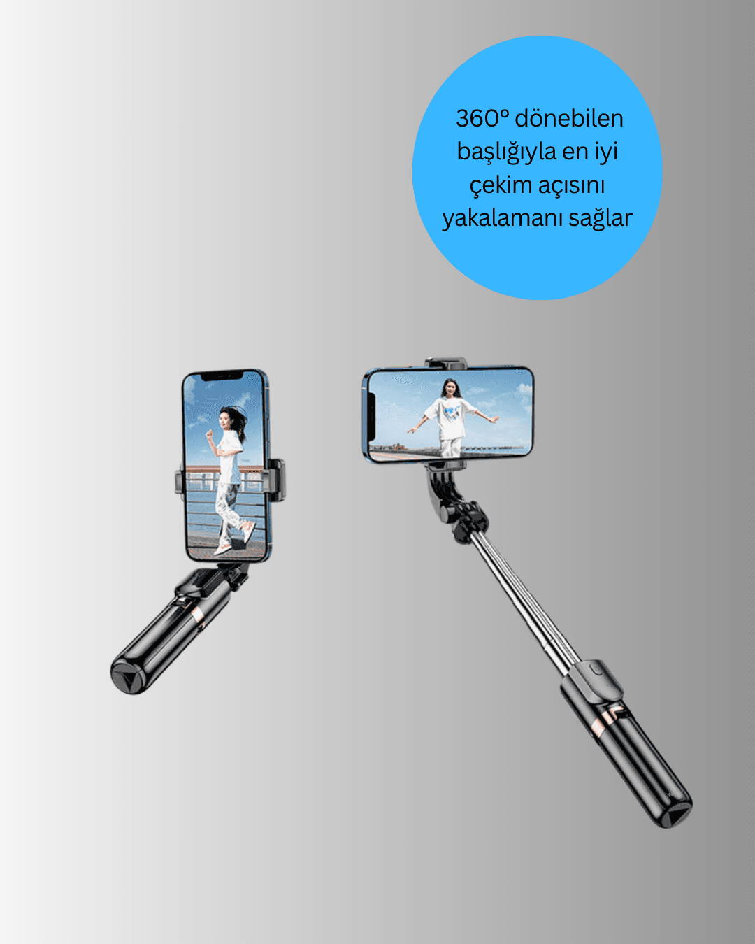 Bluetooth Selfie Çubuğu – Katlanabilir, Uzaktan Kumandalı