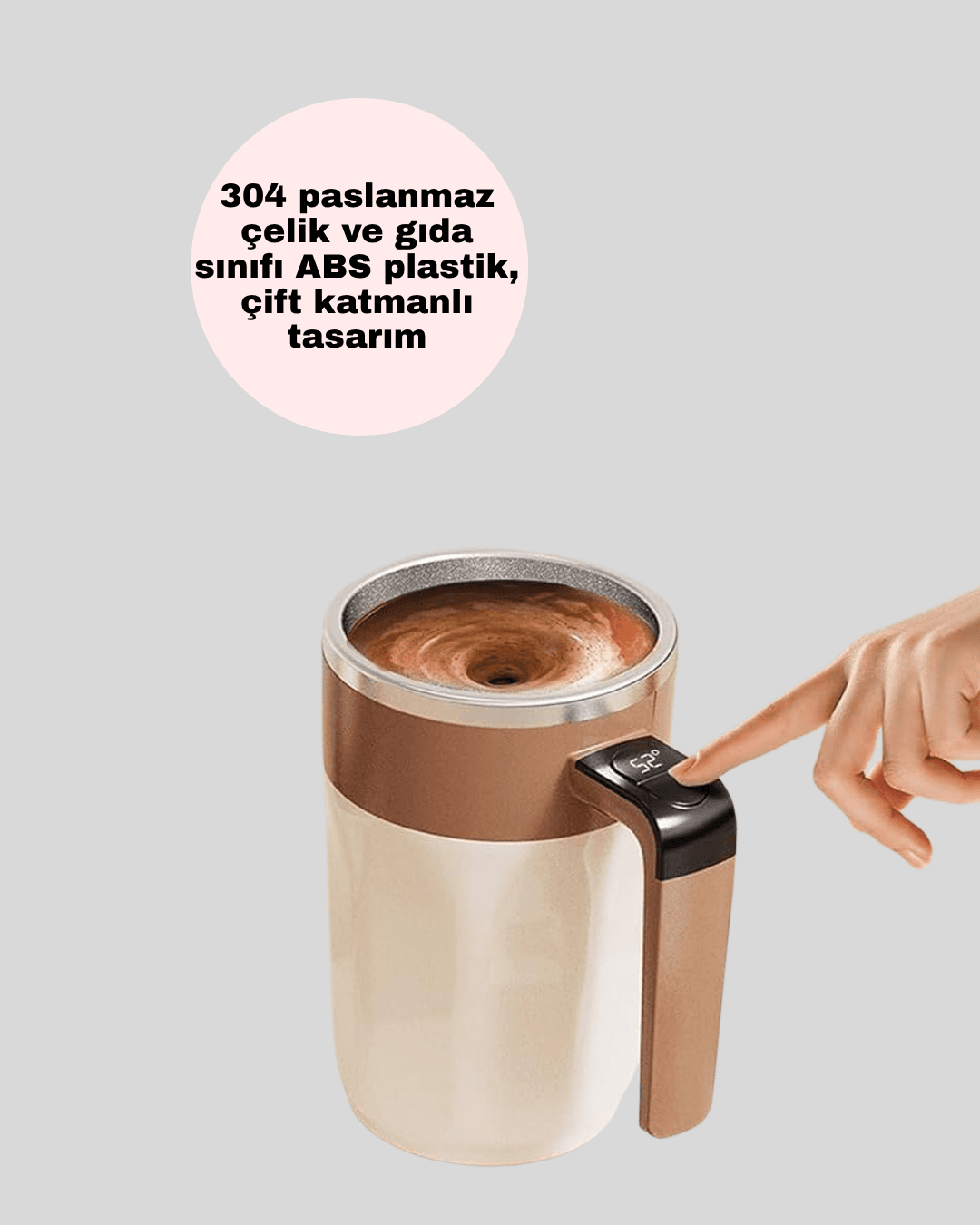 USB Şarjlı Elektrikli Karıştırıcı Kupa – Sıcak & Soğuk İçecekler için