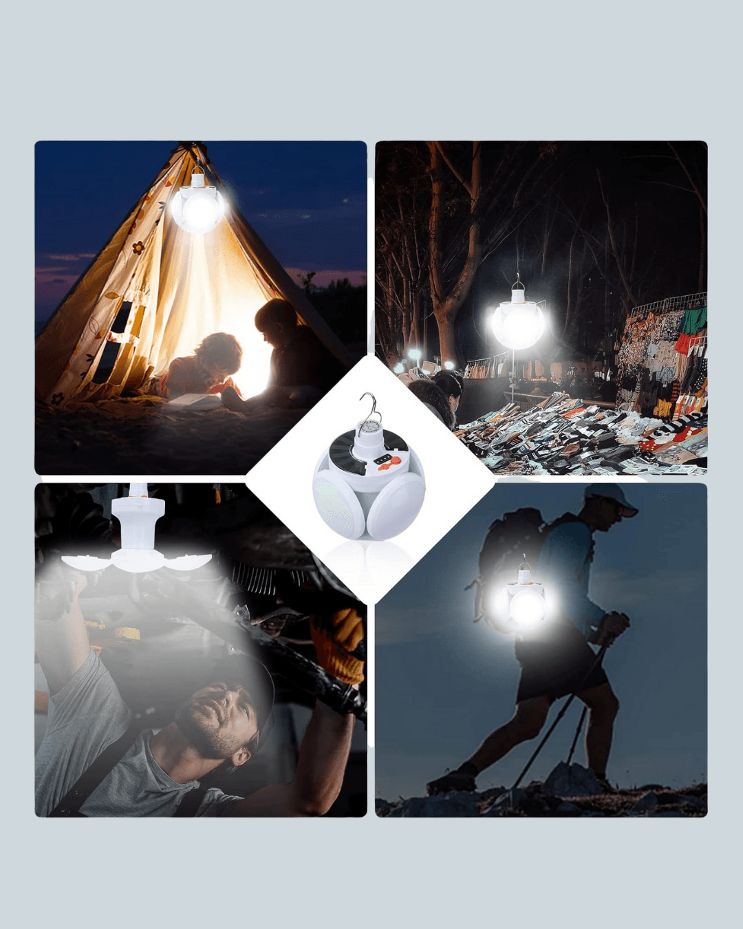 360 Derece Katlanabilir Solar LED Aydınlatma Çadır Lambası