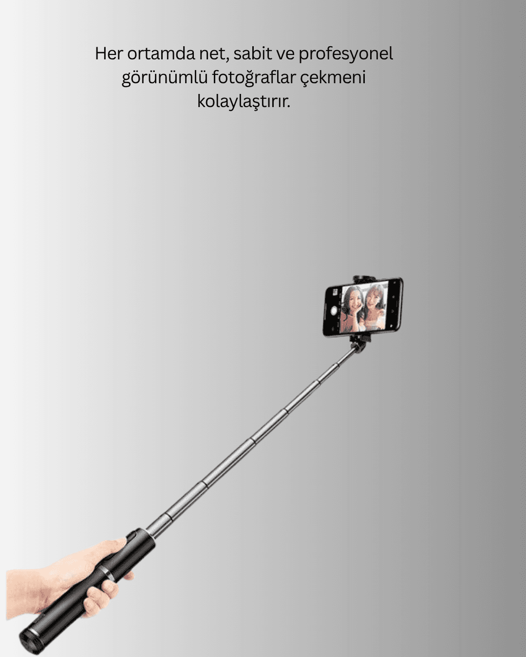 Bluetooth Selfie Çubuğu – Katlanabilir, Uzaktan Kumandalı