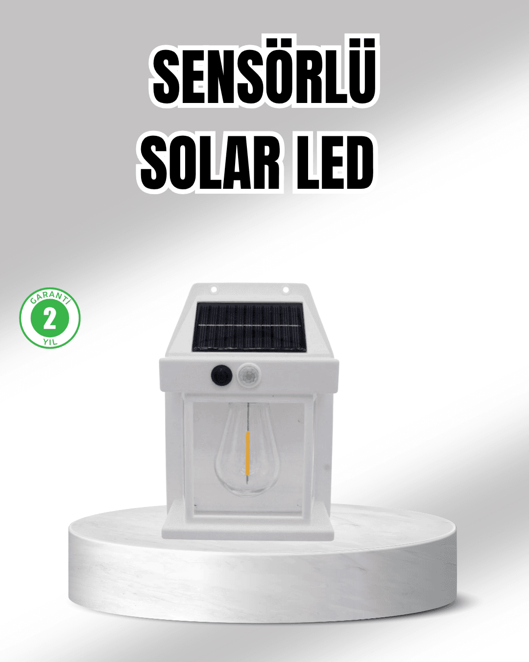 Güneş Enerjili Dış Mekan Sensörlü Duvar Lambası IP65 Su Geçirmez