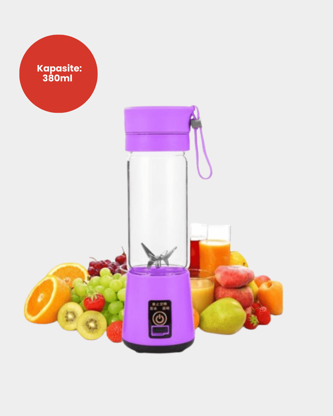 Taşınabilir USB Şarjlı Mini Smoothie Blender 380ml Çelik Bıçaklı Portatif