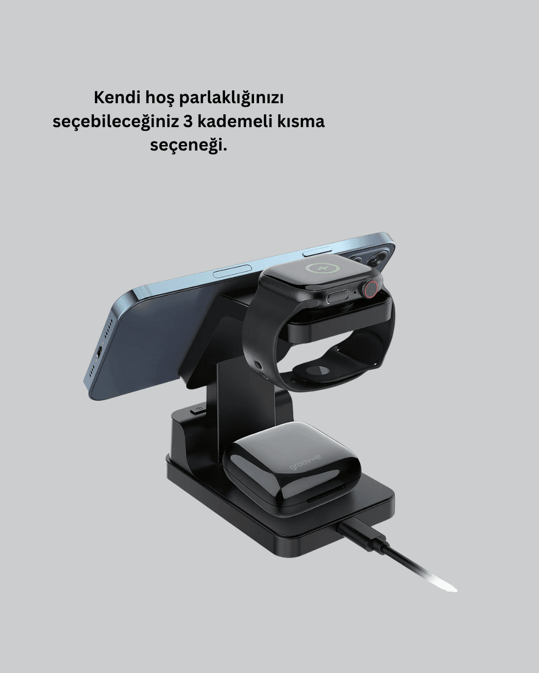 Kablosuz Şarj Cihazı ve Dijital Saat – 4’ü 1 Arada Hızlı Şarj, Apple Uyumlu, LED Işıklı Tasarım