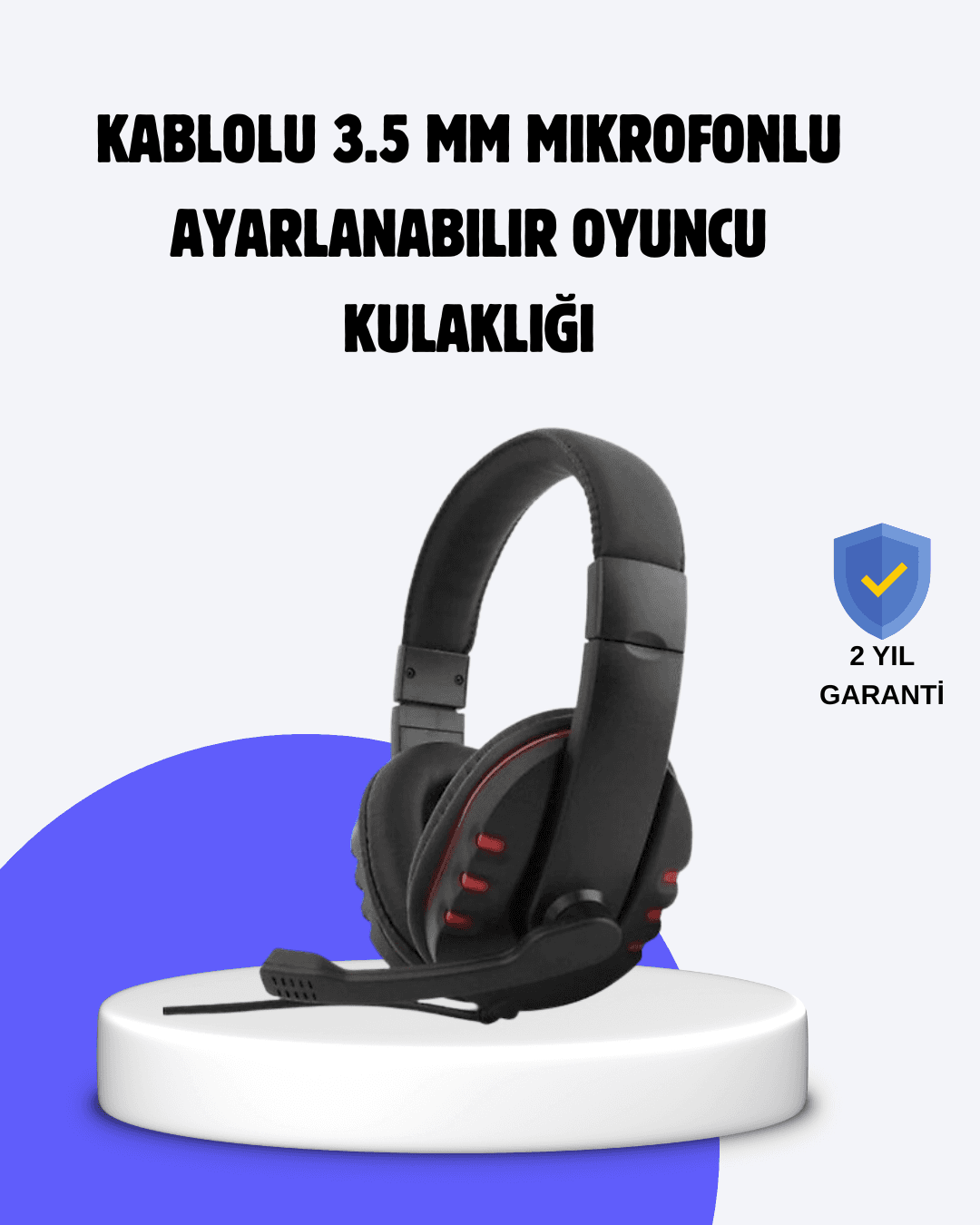Kırmızı Kulaklık Mikrofonlu Ayarlanabilir Konforlu Tasarımlı