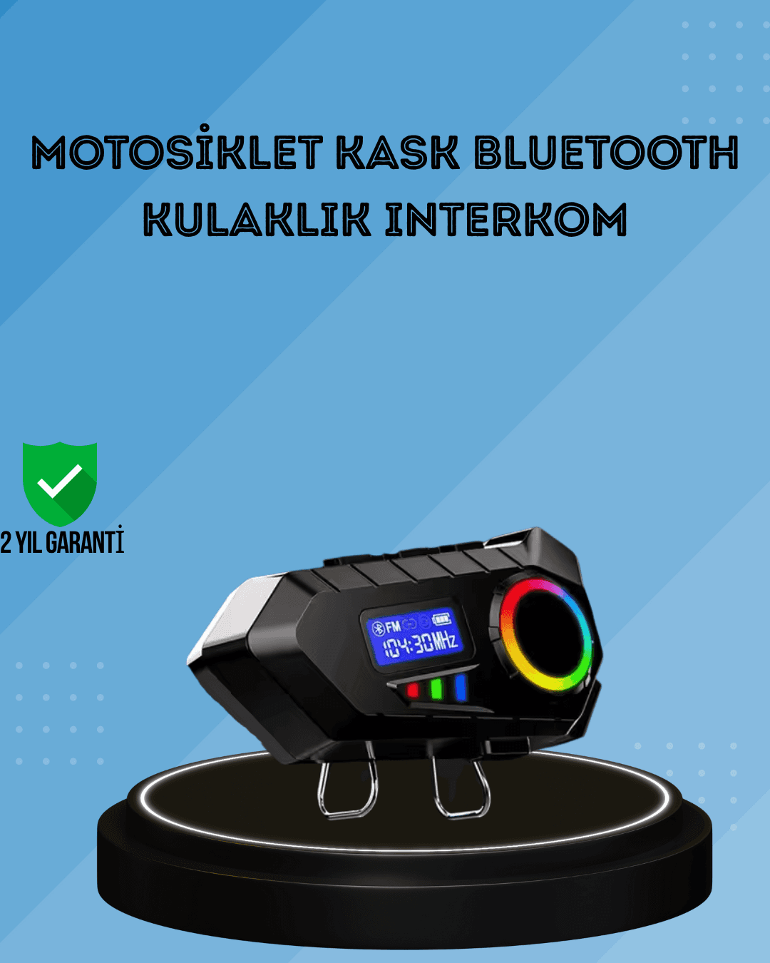 500mAh Bataryalı Bluetooth 5.4 İnterkom LED Ekranlı FM Destekli