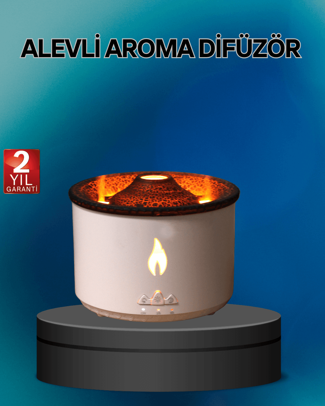 Alev Efektli Aromaterapi Difüzörü – 360 ml Su Hazneli, Sessiz ve Zaman Ayarlı
