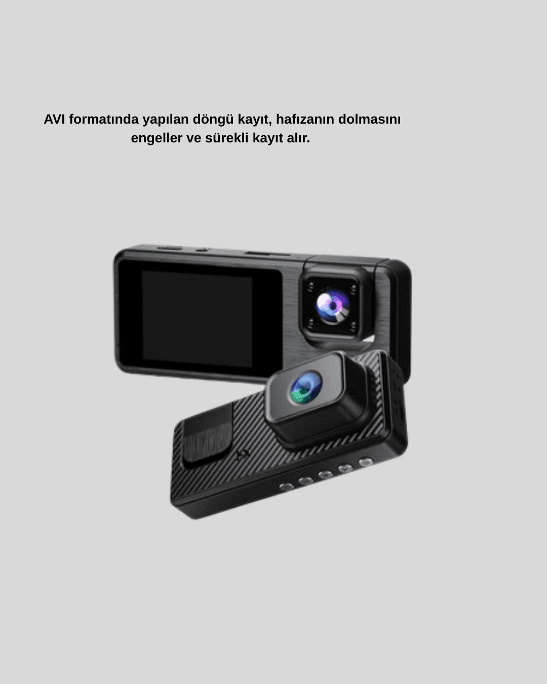 3 Kameralı Araç DVR 1080P Ön + HD Arka + İç Kamera Döngü Kayıt 2’’ Ekran