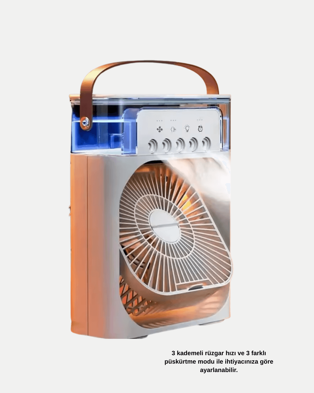 Taşınabilir Mini Klima Fan 3’ü 1 Arada Soğutucu, Nemlendirici ve Gece Lambası