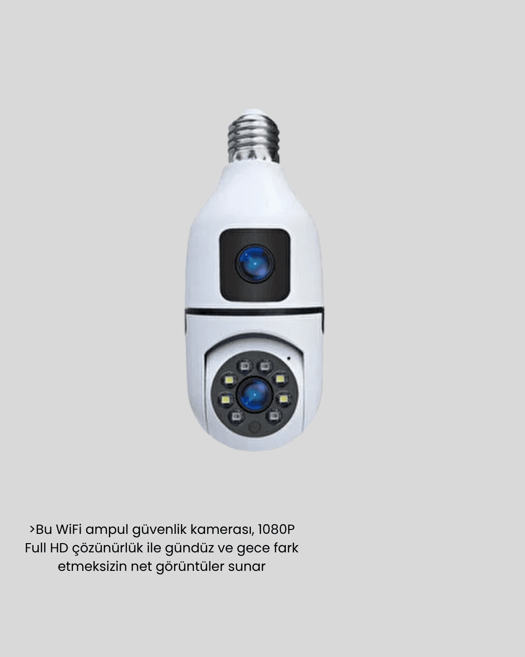 WiFi Ampul Güvenlik Kamerası 1080P Full HD Gece Görüşlü ve Hareket Algılamalı