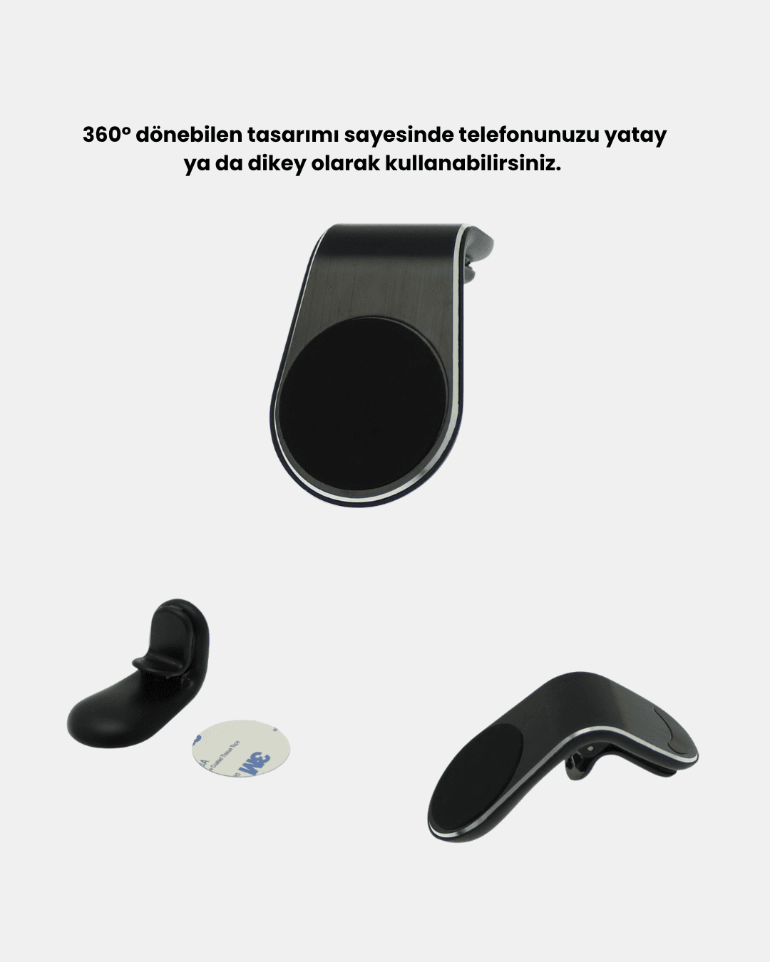 Araç İçi Manyetik Telefon Tutucu Güçlü Klipsli ve 360 Derece Ayarlanabilir