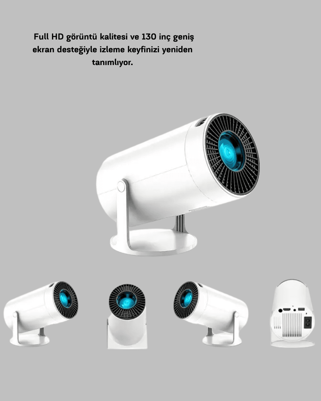 Full HD 4K Uyumlu Projeksiyon Cihazı 130 İnç Geniş Ekran Destekli