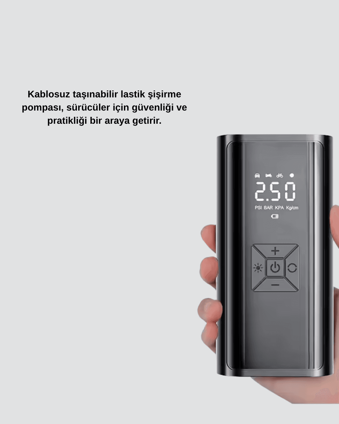 Kablosuz Dijital Lastik Şişirme Pompası LED Işıklı 80W