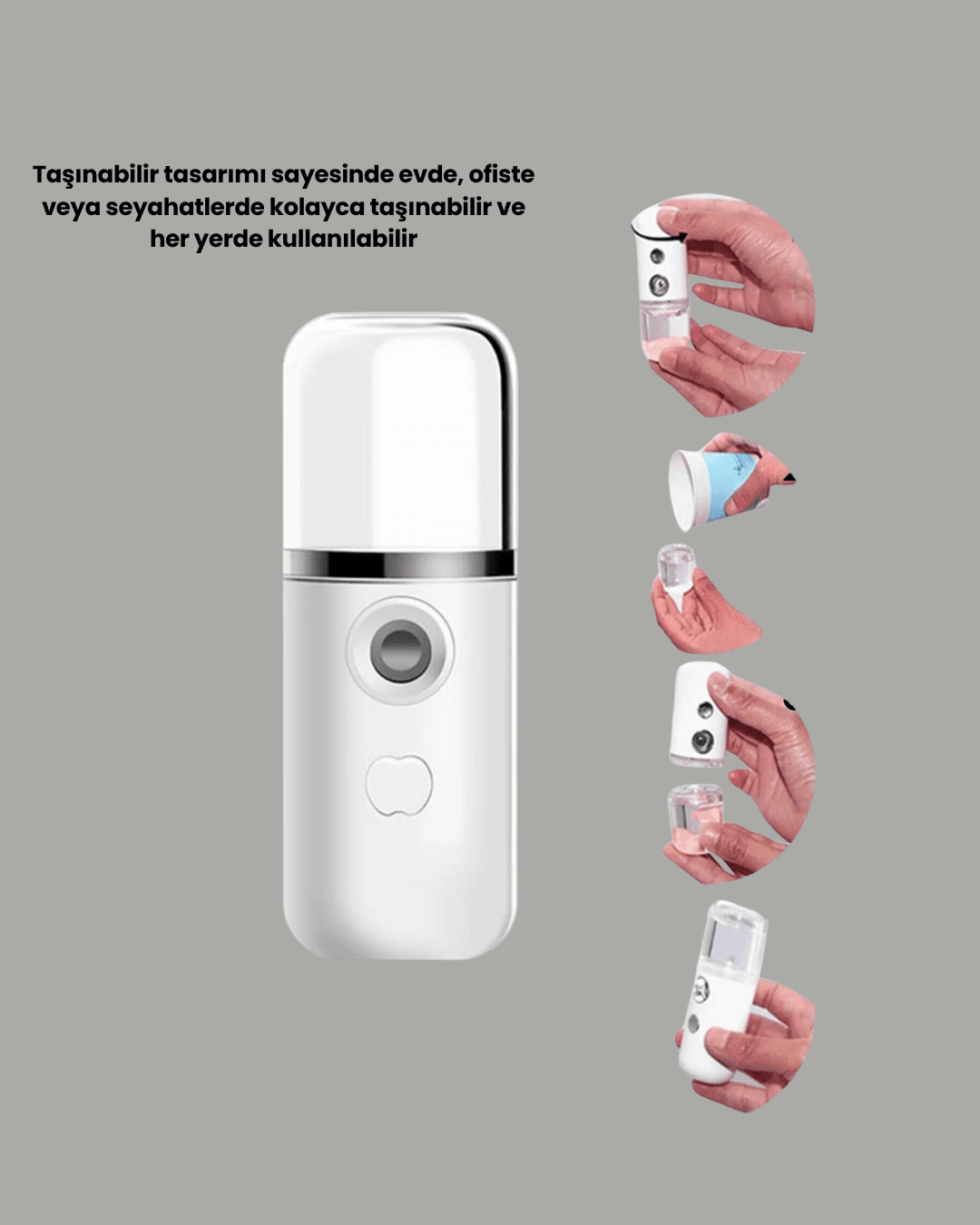 Taşınabilir Şarjlı Buhar Nemlendirici – Kablosuz Akıllı Pro Teknolojili Mini Cilt ve Ortam Nemlendirici