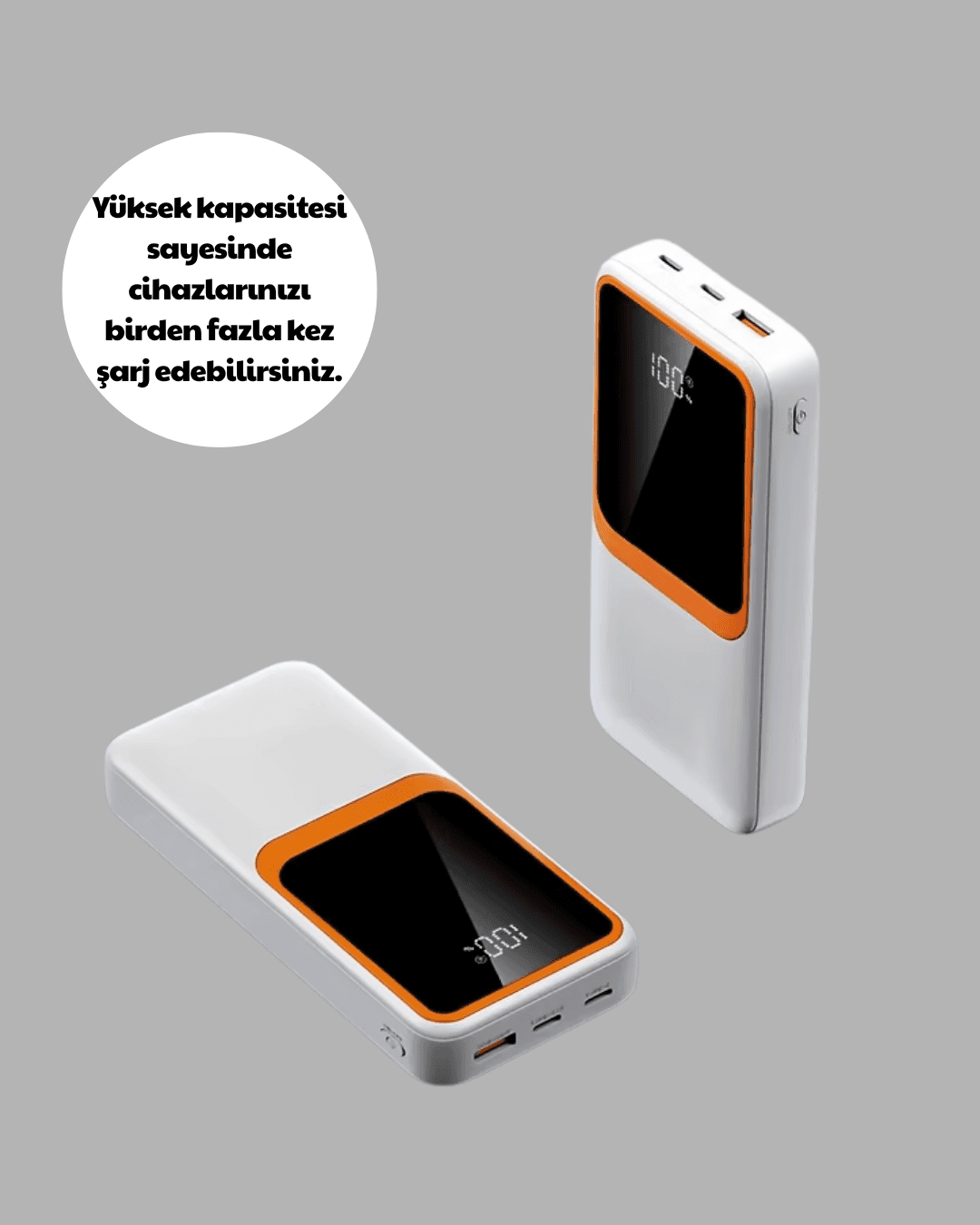 10.000 mAh Bataryalı, Dijital Göstergeli Taşınabilir Powerbank