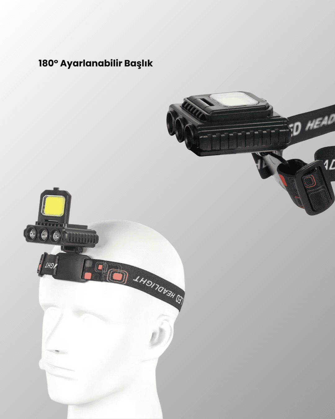 COB + XPE LED Kafa Feneri 800 Lumen USB Type C Şarjlı Çok Modlu