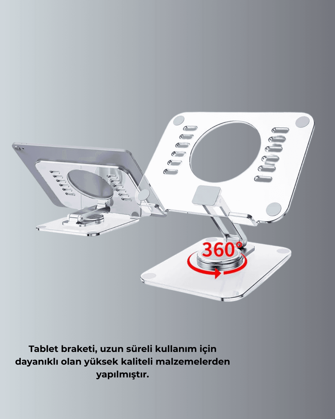 Katlanabilir Tablet Standı Ayarlanabilir Kaymaz Şeffaf Tasarım