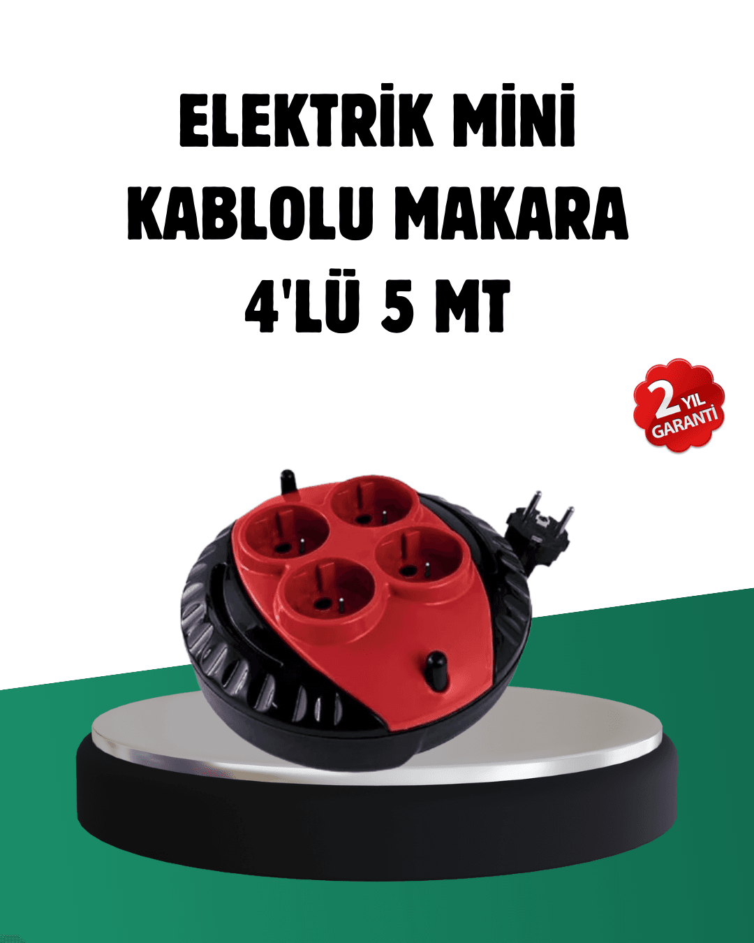 Türkiye Üretimi 5 Metre 4 Prizli Kablolu Makara