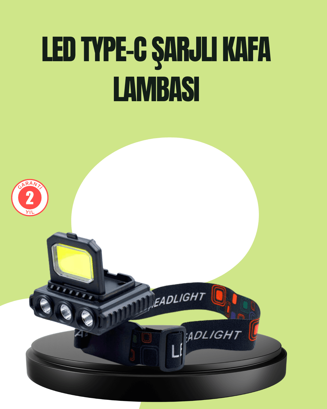 800 Lumen Çok Fonksiyonlu LED Kafa Lambası Type C Şarjlı