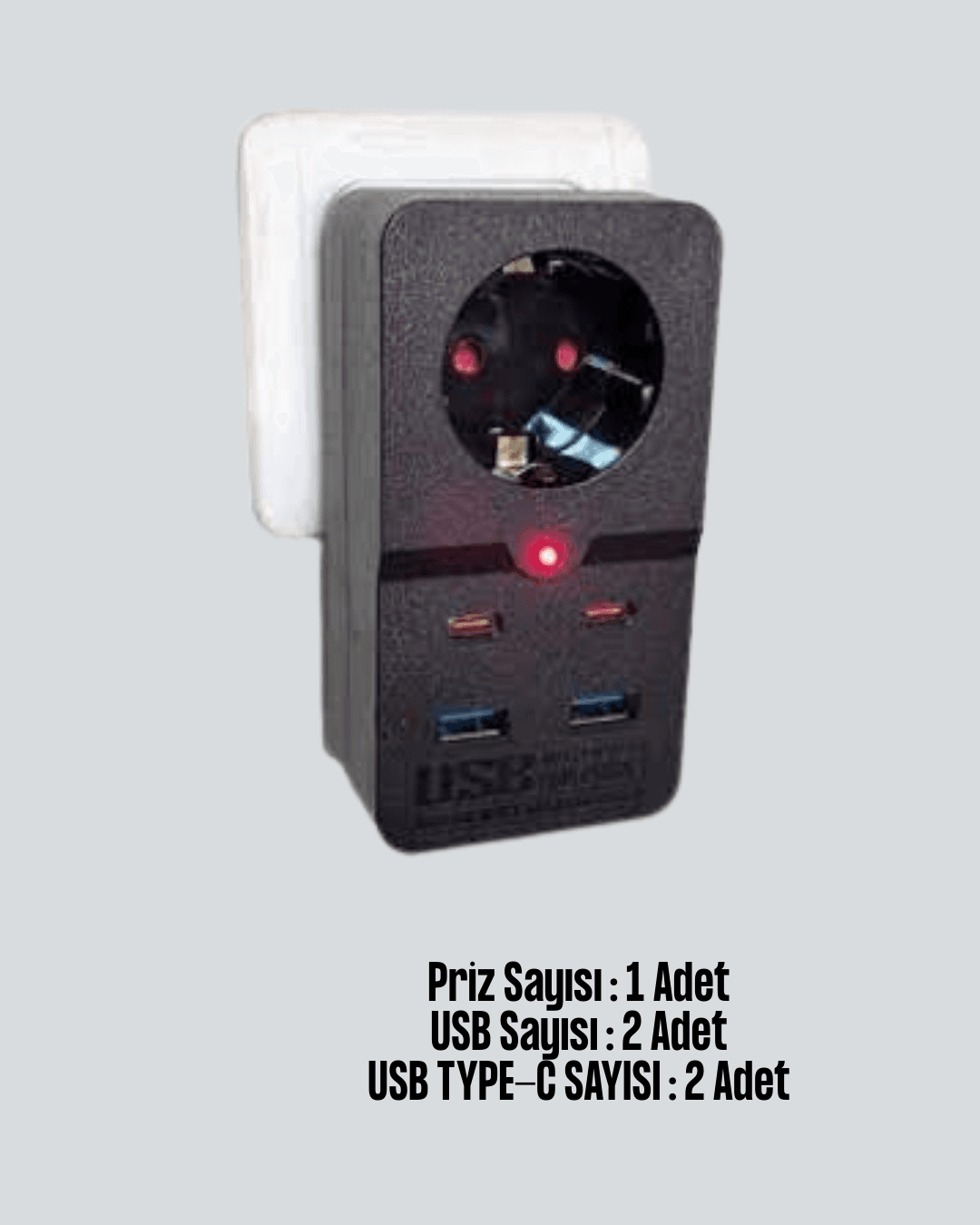 Isıya Dayanıklı PC Gövdeli Akım Korumalı Priz 4 USB Yeni Nesil