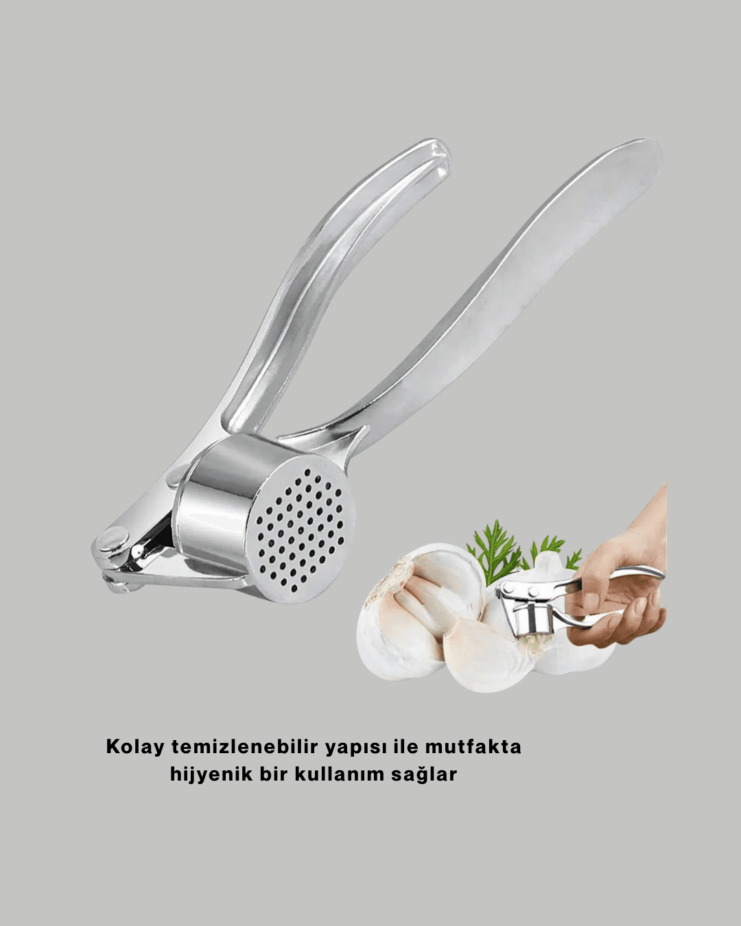 Mutfak Sarımsak Ezici Kaymaz Saplı Güçlü Mekanizma