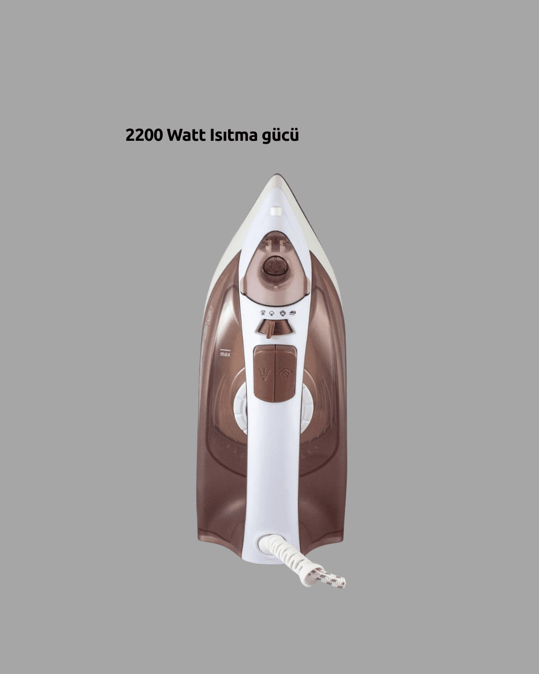 Seramik Tabanlı Buharlı Ütü 2200W Dikey Ütüleme 300ml Kahverengi