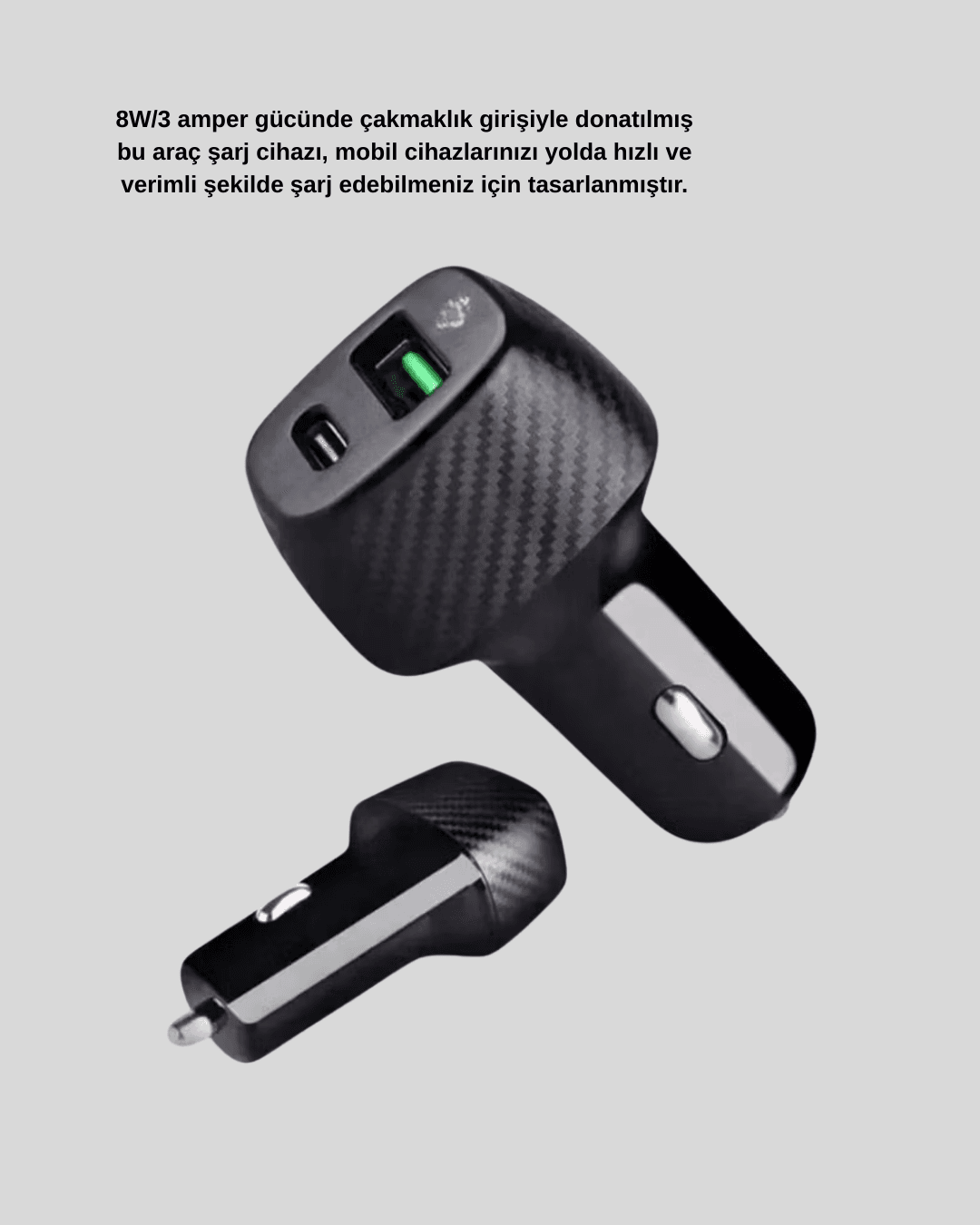 Bluetooth AUX Çevirici ve PD Destekli Araç Şarj Cihazı 2’li Set