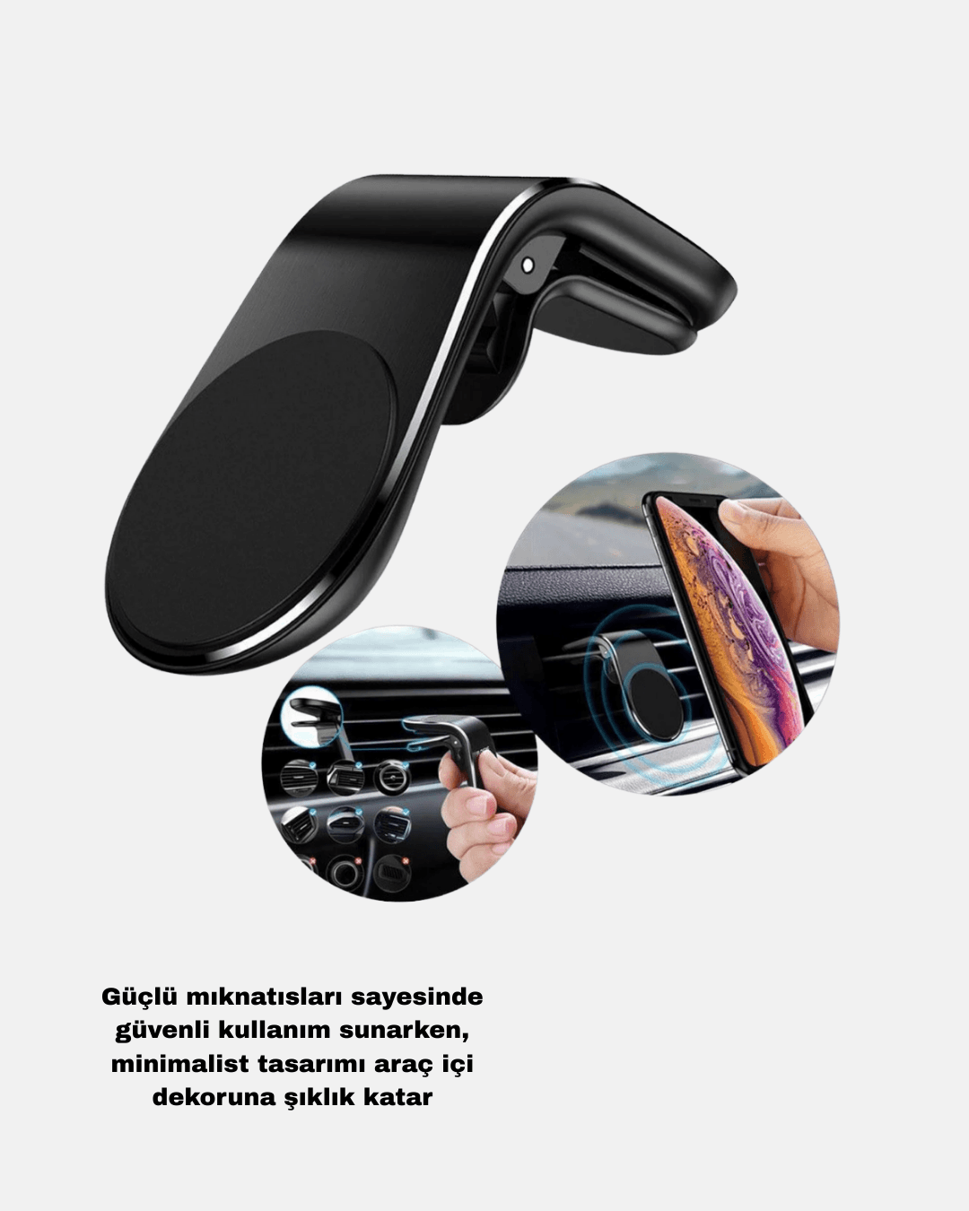 360° Döner Telefon Tutucu ve 55W Hızlı Araç Şarj Aksesuar Seti