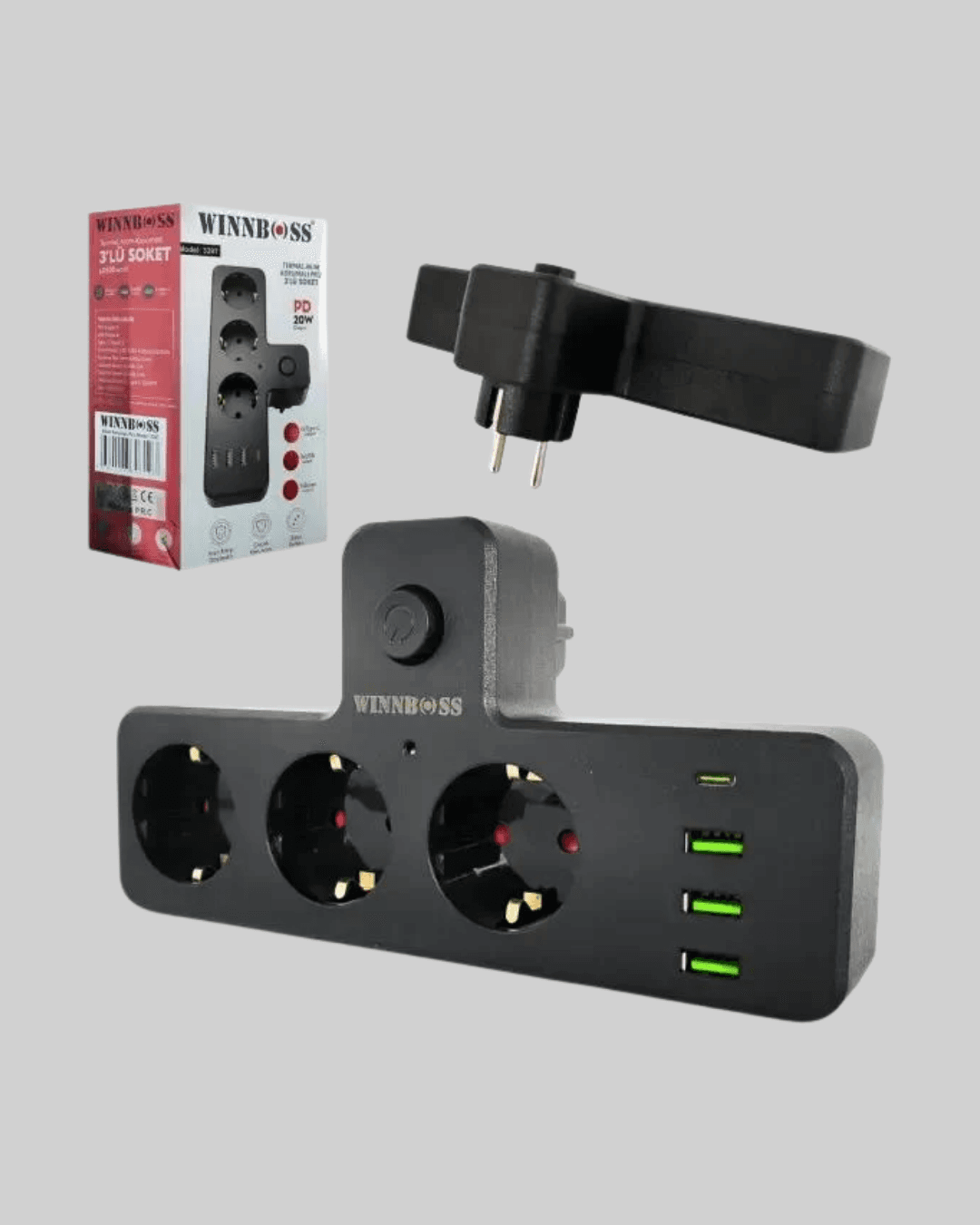 7 Portlu Çoklu Priz USB ve Type-C Girişli Akıllı Güç Ünitesi