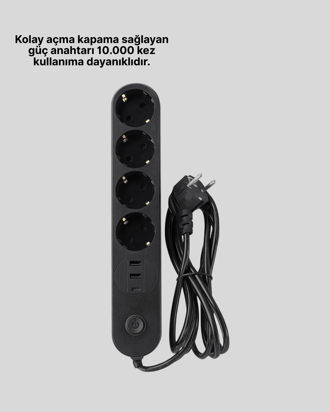 Akıllı Akım Dengelemeli 4’lü Çoklu Priz Type-C ve USB Çıkışlı