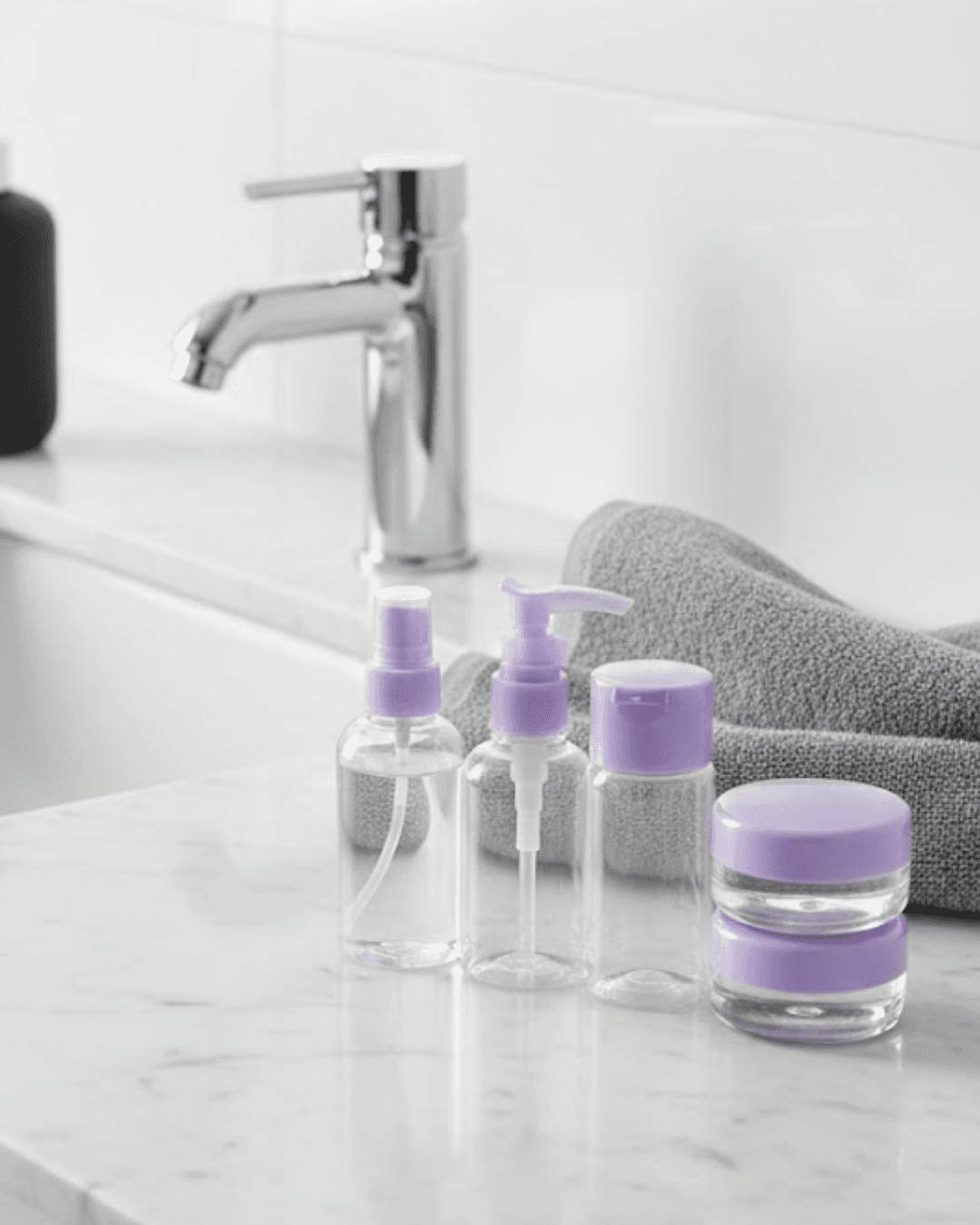 5 Parça Seyahat Banyo Seti 30 ml Şeffaf Taşınabilir Şişe Seti