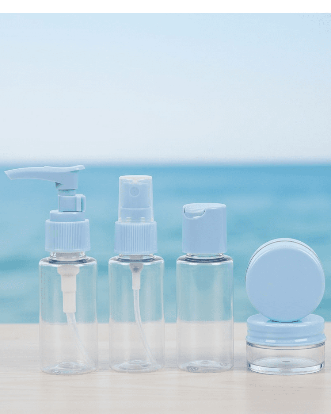 5’li Seyahat Dolum Şişe Seti 30 ml Şeffaf Taşıma Çantalı