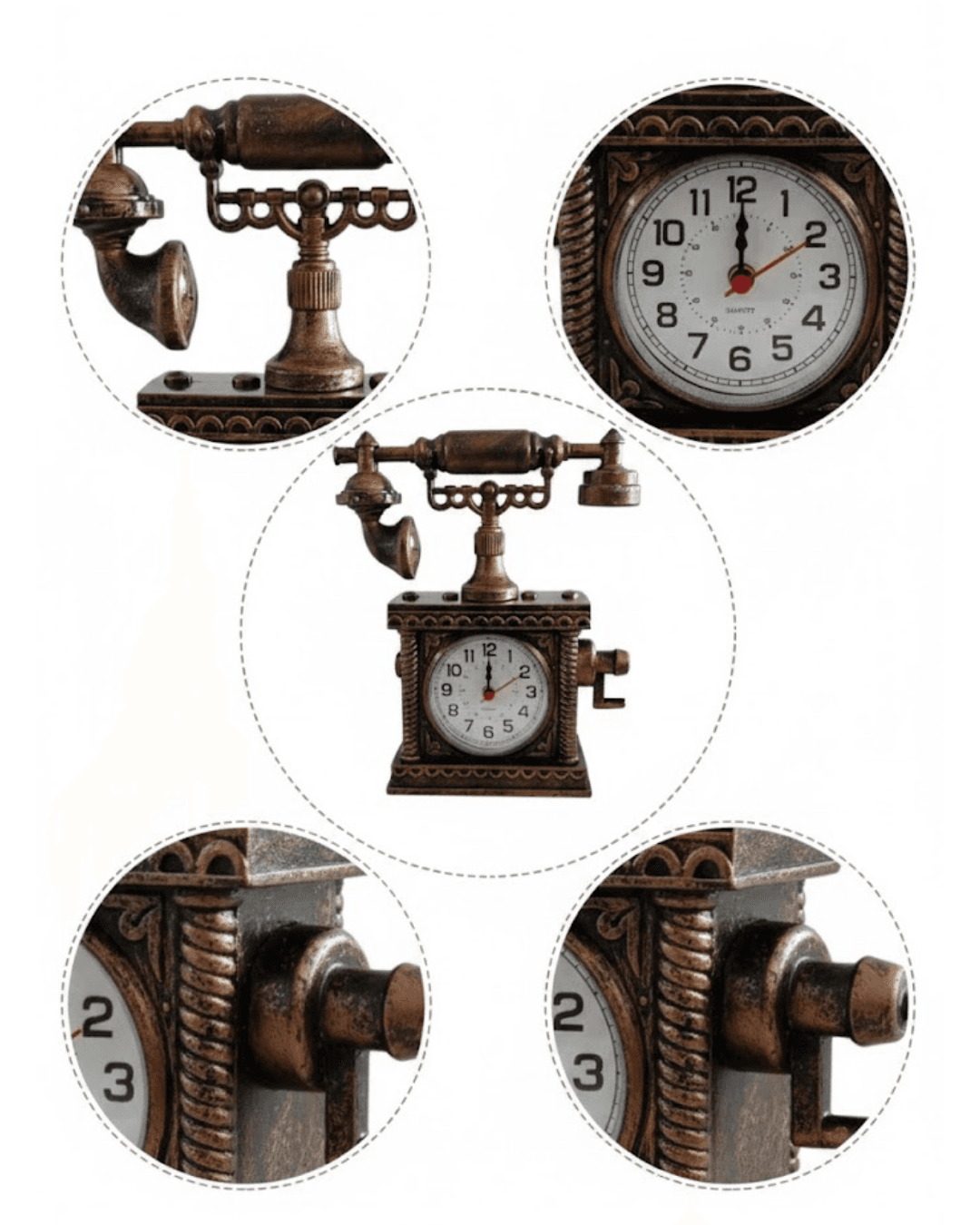 ZN8808B TELEFON ŞEKLİNDE ÇALAR SAAT BRONZ