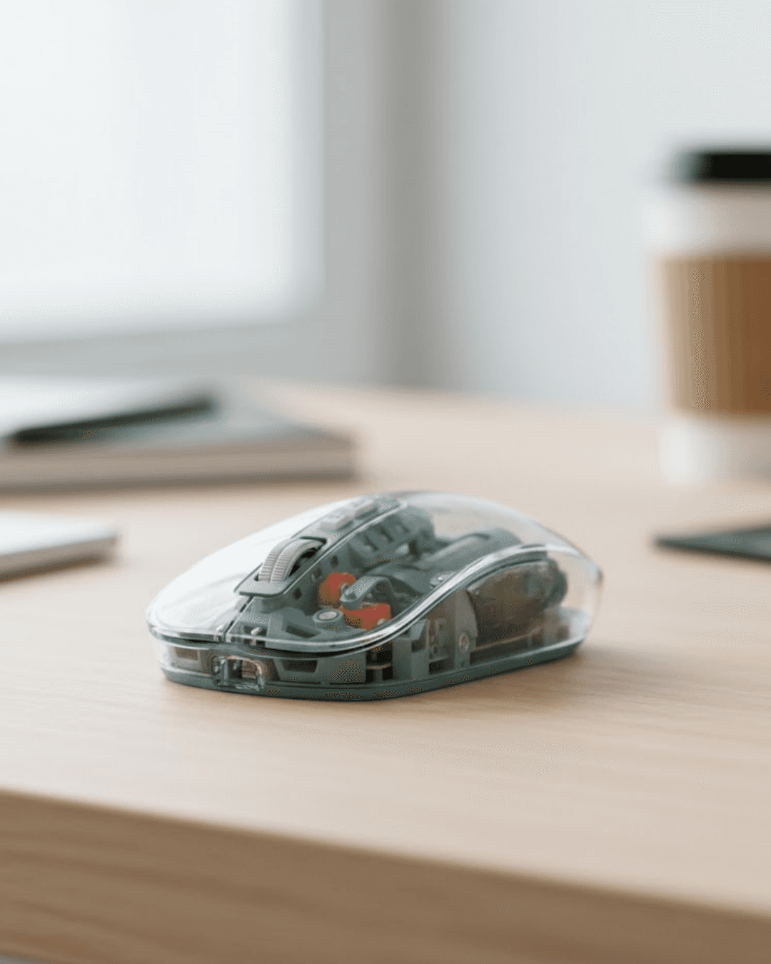 Bluetooth ve 2.4G USB Destekli Pilli Kablosuz Şeffaf Mouse