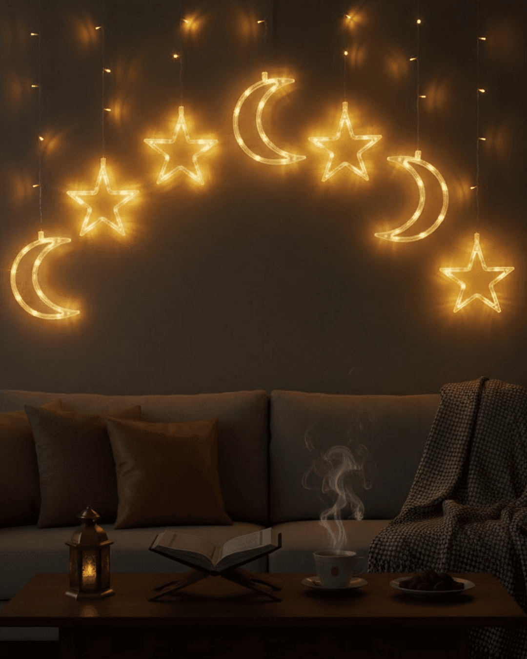 Büyük Ay Yıldız Ramazan Led Işık Dekoratif Işıklı Süs