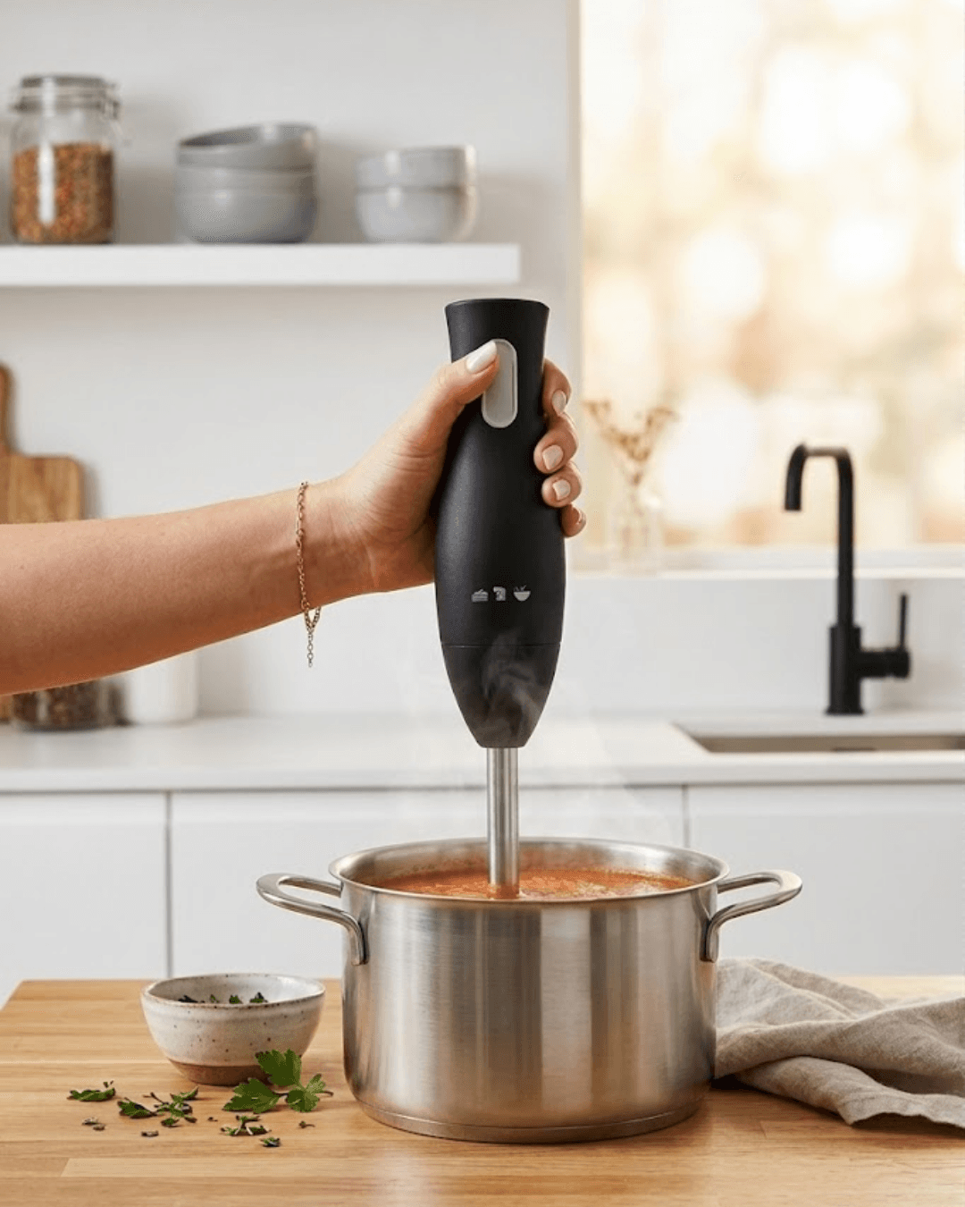 Paslanmaz Çelik Blender Ayağına Sahip Ergonomik El Blenderı