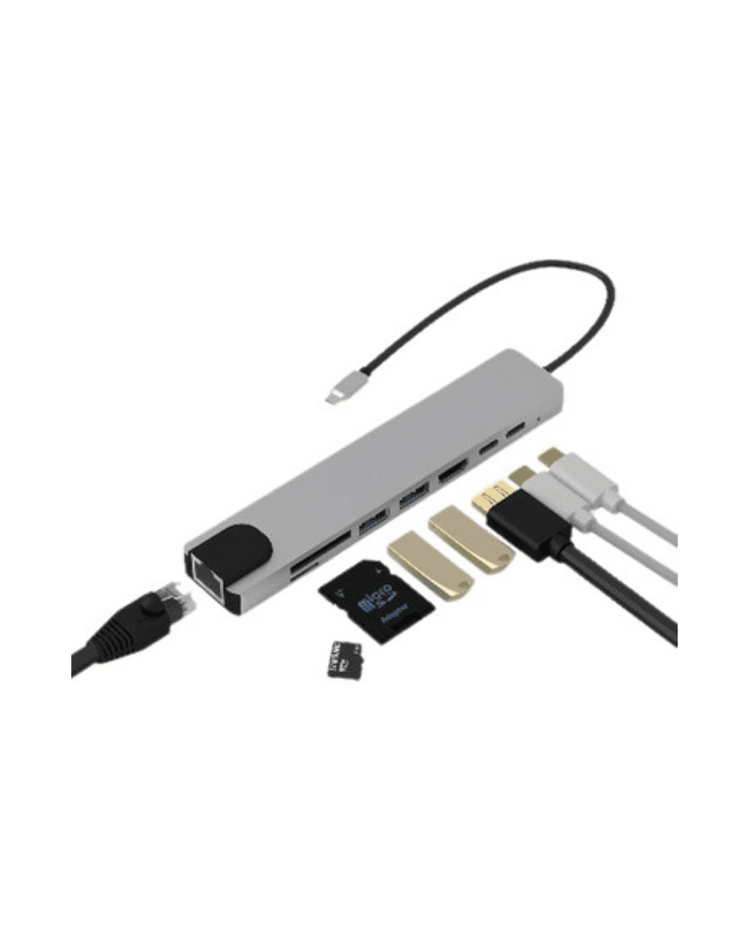 Type C Çoklu Port Hub 8 Port USB HDMI SD Kart Ethernet Adaptör