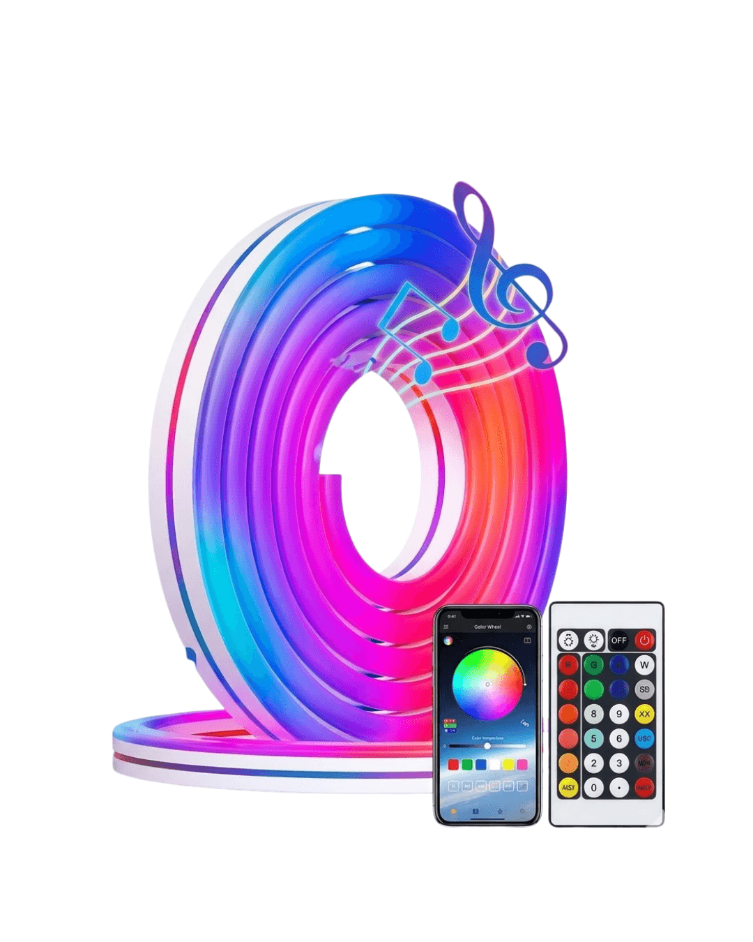 RGB Akıllı LED Neon Şerit Işık 3 Metre Uzaktan Kumandalı ve Telefon Kontrollü Renkli Aydınlatma