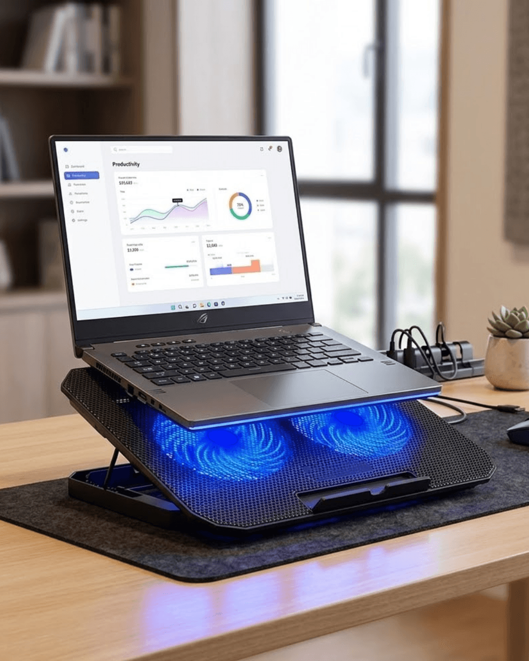 Notebook Soğutucu Fanlı Stand USB Portlu 8 Kademe Laptop Sehpası