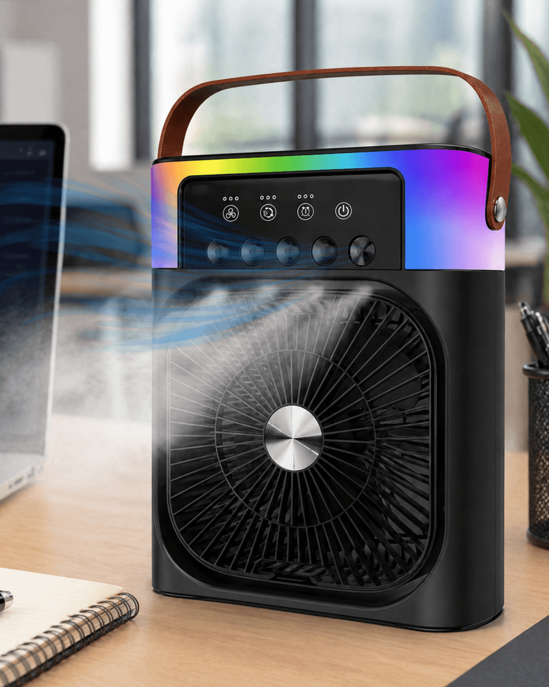 Mini Klima Fan Buharlı Soğutucu RGB Led Işıklı Taşınabilir Masaüstü Fan